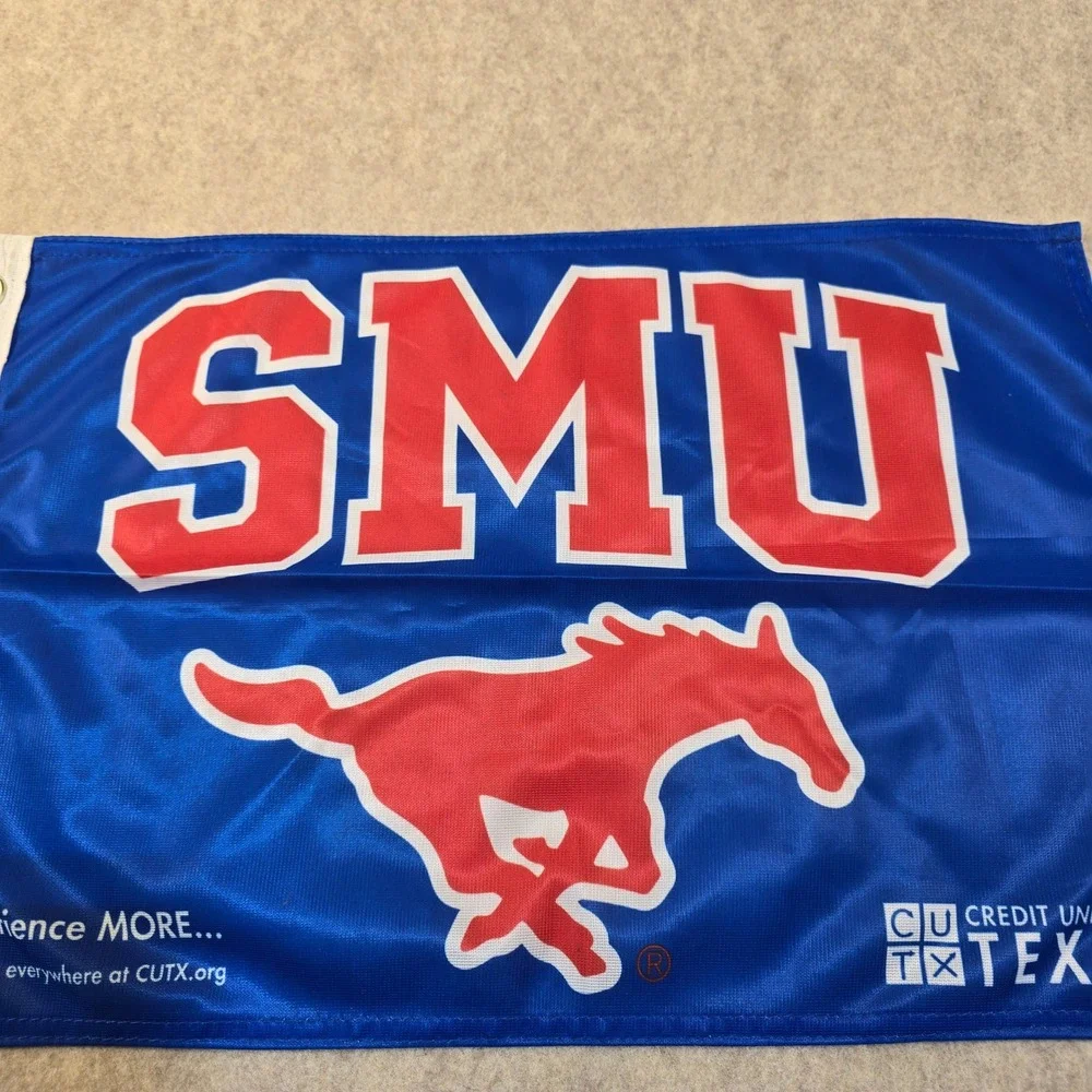 SMU Mustangs Flag Southern Methodist University Blue Red Banner 12x18 Grommets